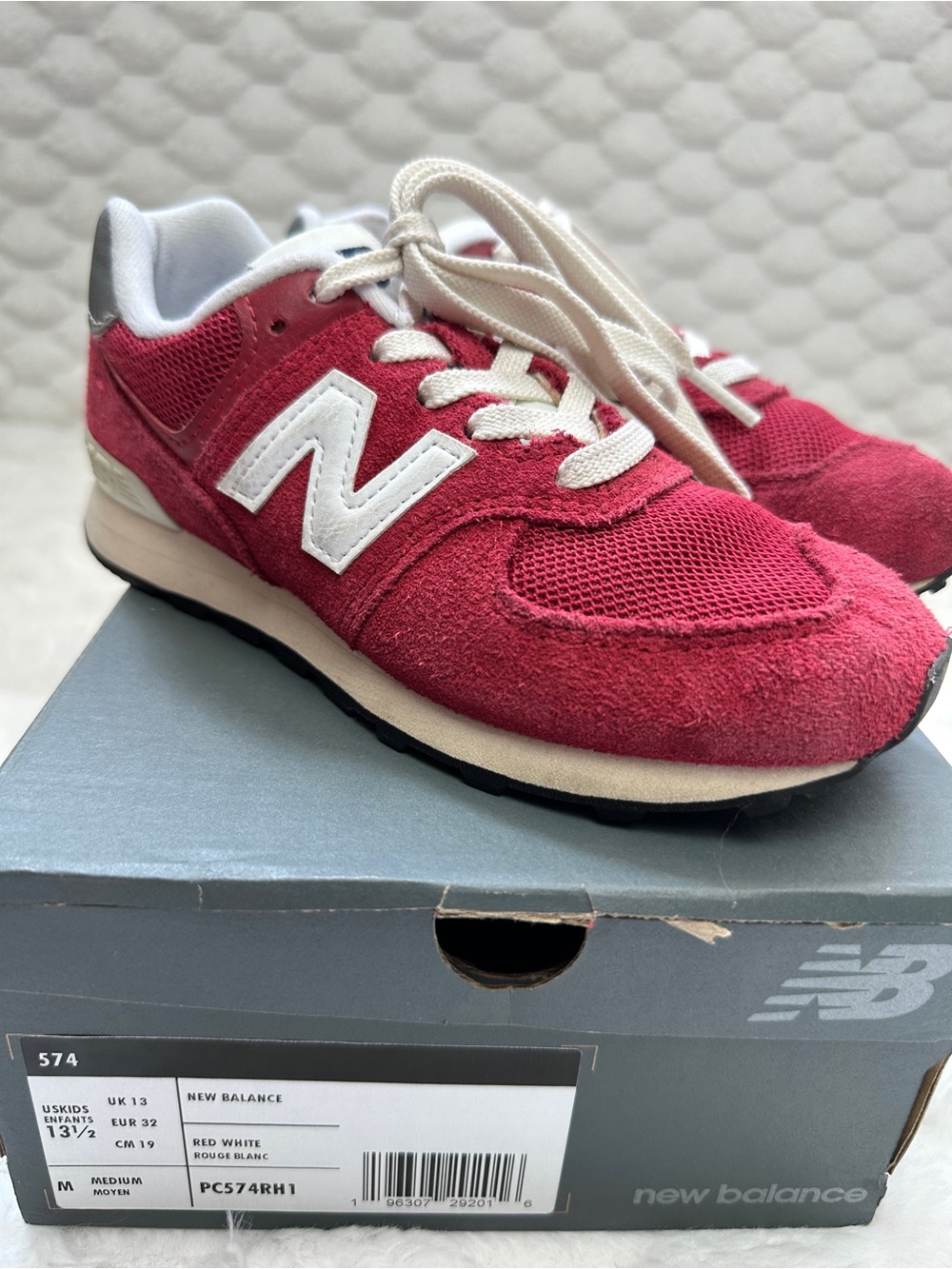 New Balance 574 Sneakers Red/White Size 13.5
